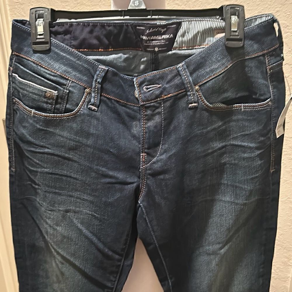 Mavi Olivia Womens Size 27 Denim Blue Jeans Low Rise Straight Leg Dark Wash NWT - Picture 2 of 8